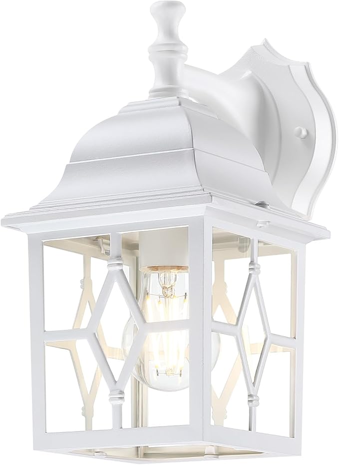 LIT-PaTH Outdoor Wall Lantern, White Large Exterior Wall Light Fixture, E26 Base, Anti-Rust Aluminum Porch Lighting | Lumora