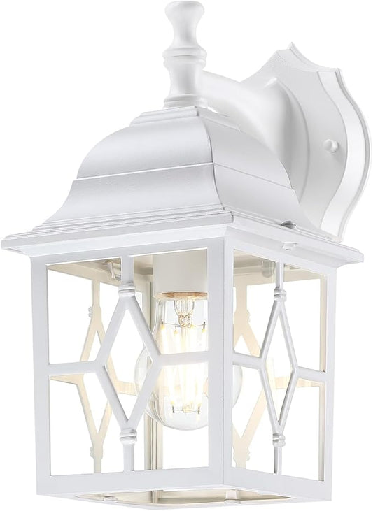 LIT-PaTH Outdoor Wall Lantern, White Large Exterior Wall Light Fixture, E26 Base, Anti-Rust Aluminum Porch Lighting for Outside, Patio, Garage, 1 Pack