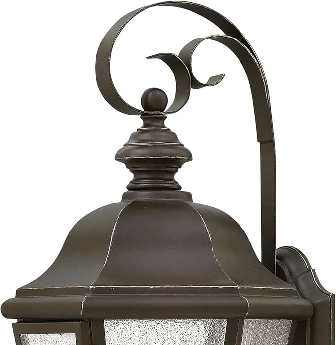 Hinkley Edgewater Medium Wall Mount Outdoor Lantern - Aluminum, Clear Seedy Glass, Traditional - Oil Rubbed Bronze | Lumora