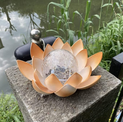 anso Outdoor Solar Light Lotus Flower Lamp Garden Decoration Waterproof Solar Path Light (Blue)