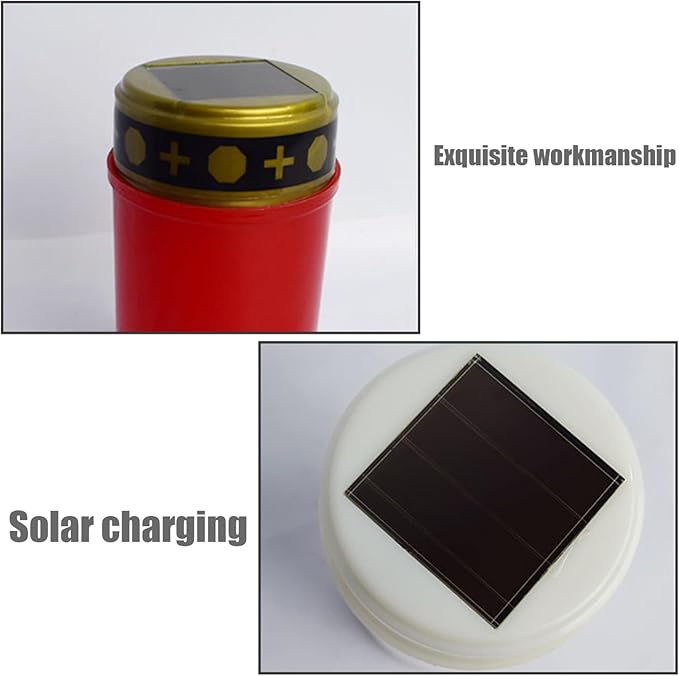 Solar Grave Lights 2PCS Waterproof Solar Cemetery Lights for Grave Flameless Solar Memorial Lights Outdoor Stake Lights for Grave Decorations Memorial Gifts Red, Grave Lights