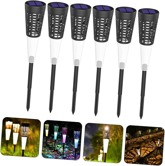 6pcs Solar Garden Pathway Lights Outdoor Solar Patio Stake Lamps for Decoration Easy Installation for Front Backyard Use