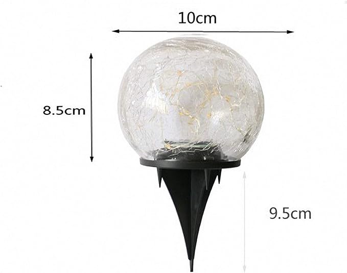 Ulalaza 1 PC Solar Garden Ground Light 20 LEDs Waterproof Bright Outdoor Crack Ball Lamp for Yard Driveway Lawn Patio Pathway（Warm White）