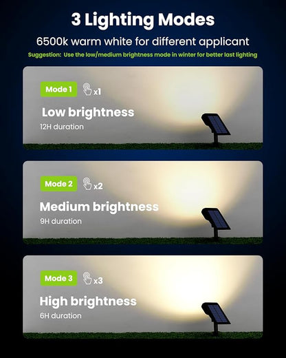 Solar Spot Lights Outdoor, IP67 Waterproof 3 Pack 3 Lighting Modes Landscape Spotlights for Yard Garden Yard Pool Fence House Garage Pathway