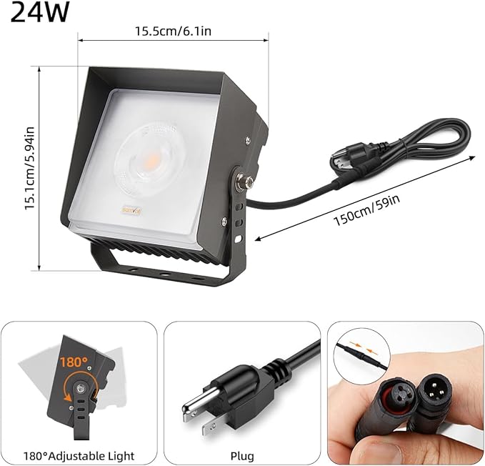Led Landscape Outdoor Spot Light with Anti-Glare Cap - Heavy Duty Waterproof IP65 120V 270⁰ Adjustable Mount, 3000K | Lumora