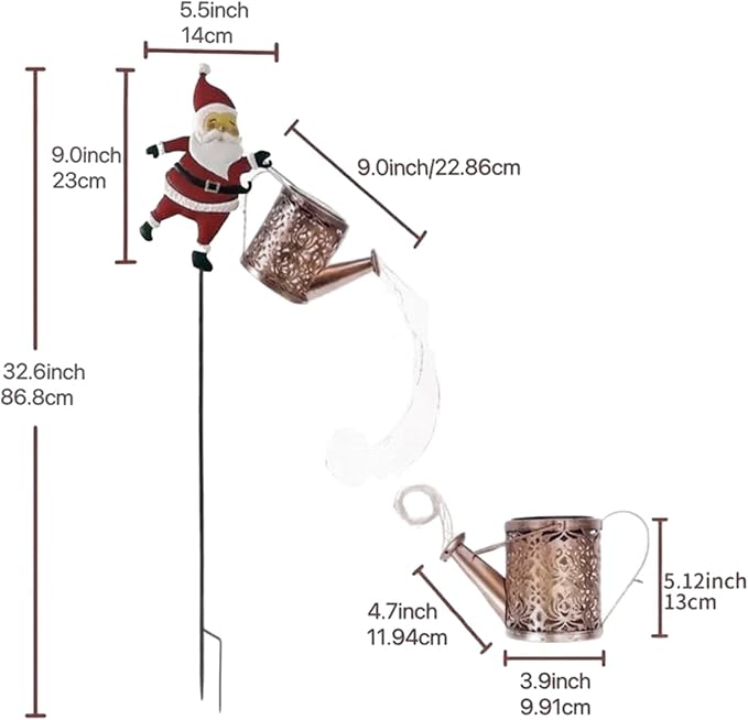 Christmas Santa Solar Kettle Lights,Garden Lawn Decorative Lights,IP65 Waterproof Outdoor Lantern Decoration for Pathway Patio (Warm White)