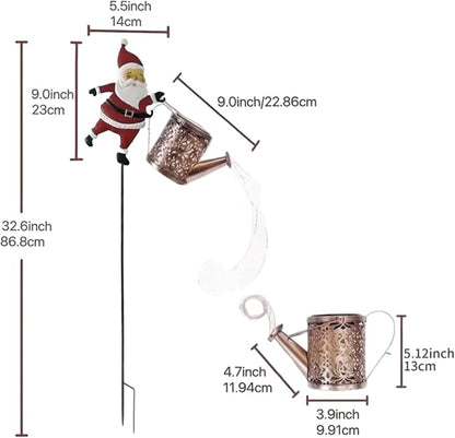 Christmas Santa Solar Kettle Lights,Garden Lawn Decorative Lights,IP65 Waterproof Outdoor Lantern Decoration for Pathway Patio (Warm White)