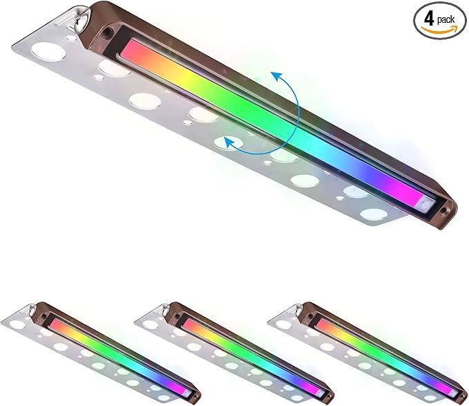 LEONLITE 12 Inch 5W RGB Hardscape Lighting Low Voltage LED, Retaining Wall Lights Color Changing, LED Landscape Lighting, 12V-24V AC/DC, Swivel Paver Step Lights Outdoor, ETL Listed, Pack of 4