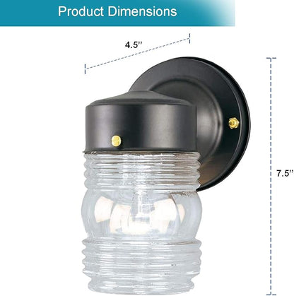 Ciata Outdoor Porch Light House Fixture Wall Mount Light Lantern Sconce, Lantern Sconce Fixture Jelly Jar Outdoor Down Light Fixture Front Porch - Black