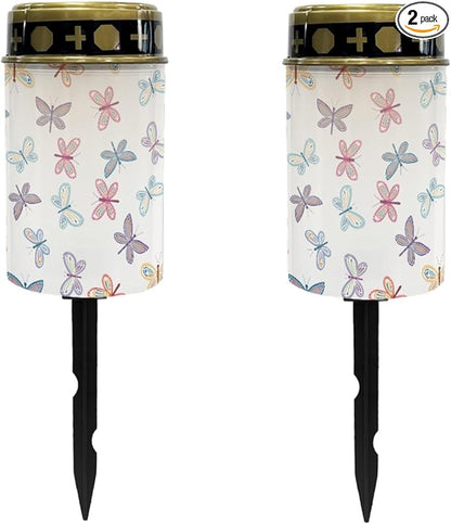 Watercolor Butterfly Solar Garden Lights Outdoor Solar Floral Lights LED Solar Lantern for Yard,Patio,Driveway,Home Solar Stake Lights Flameless Lights,Birthday Decoration