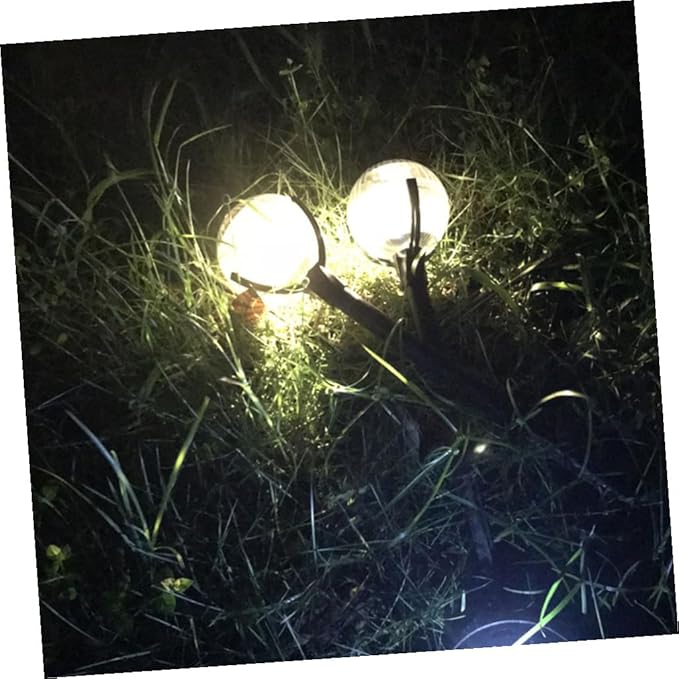 Toyvian Solar Powered Plastic Lawn Lights 2pcs Color Changing Outdoor Garden Pathway Lamps for Patio Yard Landscape Lighting