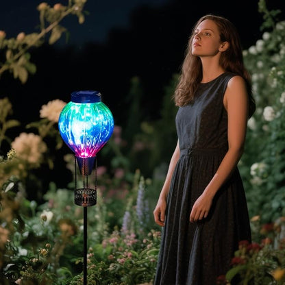 Solar Garden Lights Outdoor Waterproof with Hot Air Balloon, Led Garden Lights Outdoor Solar Landscape Stake Light Decor for Outside Pathway Walkway Yard Patio