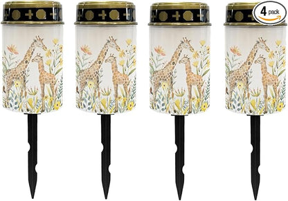 Giraffe Floral Solar Garden Lights Outdoor Solar Walkway Lights,Waterproof Solar Pathway Lights Solar Powered Fairy Lights for Home Path Yard,Festival Decoations