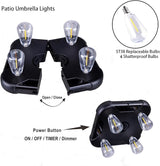 Patio Umbrella Lights with 3 Brightness Modes and Timer, Battery-Powered Cordless Outdoor Umbrella Pole Lights with | Lumora
