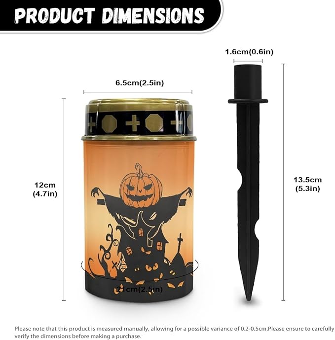 Halloween Cemetery Solar Lights for Grave 2 Pcs Cemetery Solar Lights Solar Grave Decorations for Cemetery Memorial Solar Lights for Graves