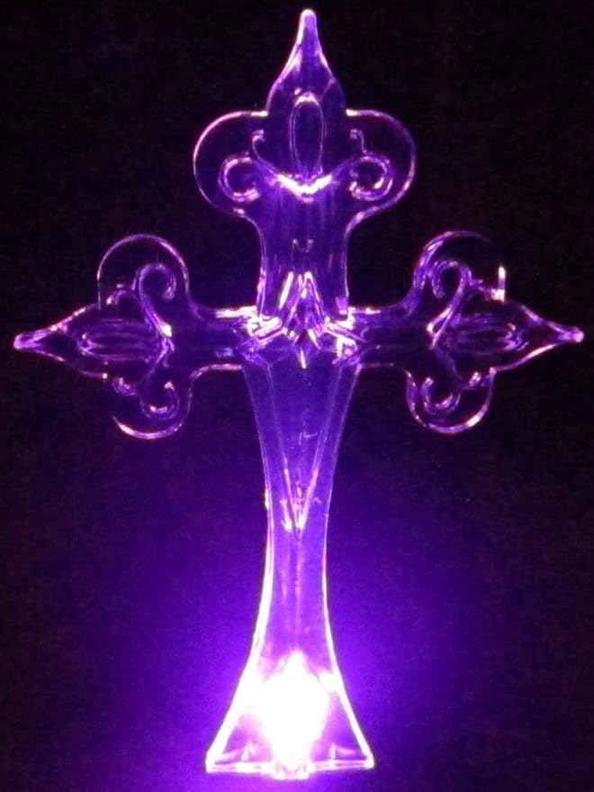 Set of 2 Cross Solar Garden Yard Landscape Path Stick LED Lights