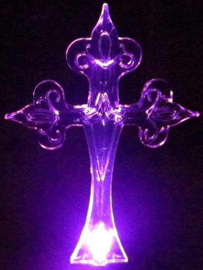 Set of 2 Cross Solar Garden Yard Landscape Path Stick LED Lights