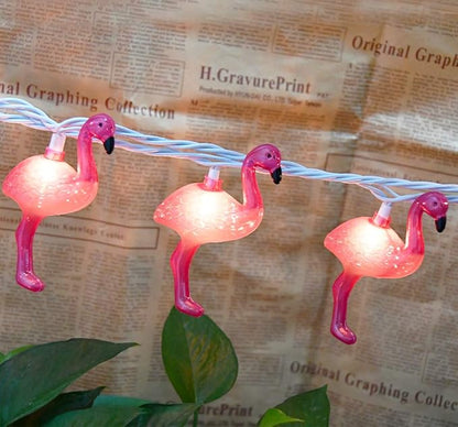 GOOTHY 8.5Ft Pink Flamingo String Lights, Summer Patio Outdoor String Lights with 10 Mini Flamingo Lights, Plug in Decorative Fairy Lights UL Listed for Bedroom Party Birthday Wedding Holiday Decor