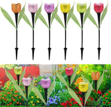 anso 6pcs Garden Tulip Flower Shape LED Solar Powered Lights Outdoor Yard Standing Decors (Red) | Lumora