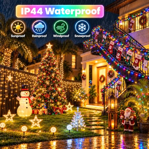 Connectable 300LED String Lights, Christmas Lights Warm White to Multicolor