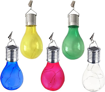 5pcs Solar Hanging Light Bulbs Outdoor Led Decor for Patio Courtyard Garden Full Solar Powered Unique Clip Design Warm Light