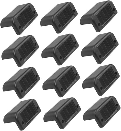 12pcs Solar Powered Waterproof LED Step Lights for Outdoor Stair Railing, Warm White Solar Deck Fence Lights for Backyard Patio Pathway