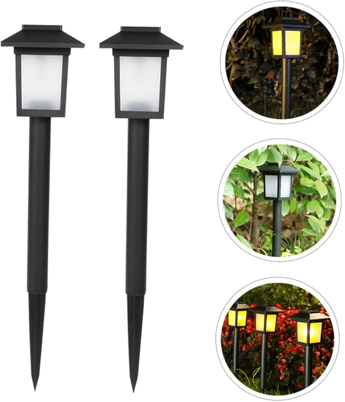 jojofuny 4pcs Solar Lawn Lights Outdoor Led Garden Decor for Pathway Black Solar Lamps Easy Installation for Home Use