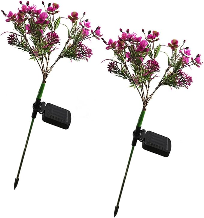 Gadpiparty Solar Garden Path Lights 2pcs, Waterproof LED Butterfly Orchid Lawn Stakes, Stylish Outdoor Decorative Landscape Lighting for Patio and Yard