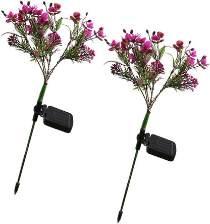 Gadpiparty Solar Garden Path Lights 2pcs, Waterproof LED Butterfly Orchid Lawn Stakes, Stylish Outdoor Decorative Landscape Lighting for Patio and Yard