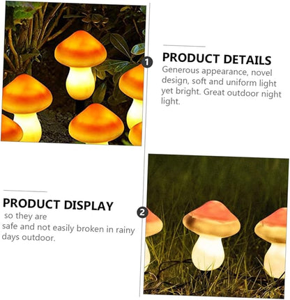 Hemoton Solar Powered Outdoor Garden Lights Led Mushroom Stake Lamp Auto-dimming Solar Pathway Light