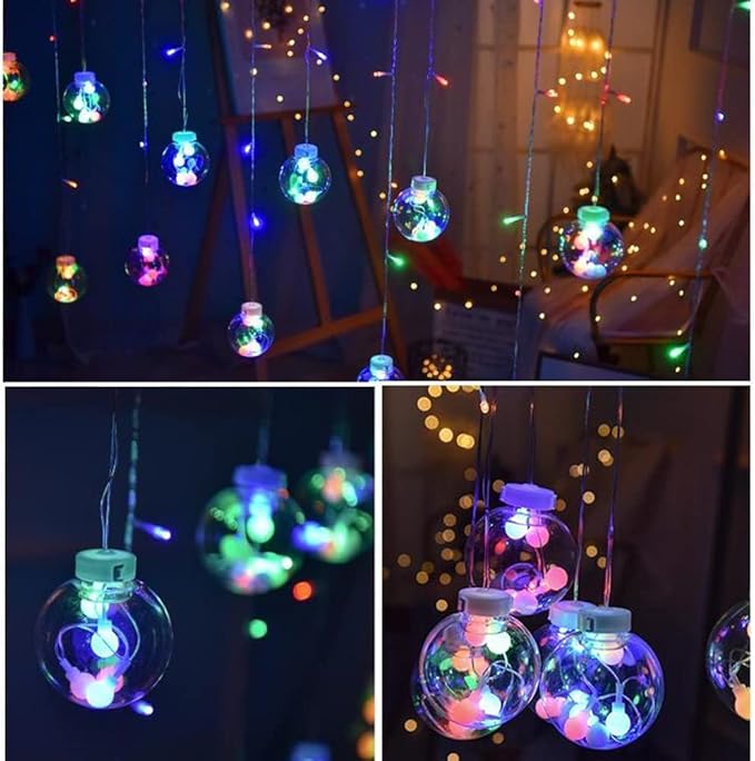 Solar Wishing Ball Fairy Curtain Lights, Waterproof 8 Modes Flashing String Lights with Remote Control for Bedroom, Christmas, Wedding, Party Decoration (Mutlicolor)