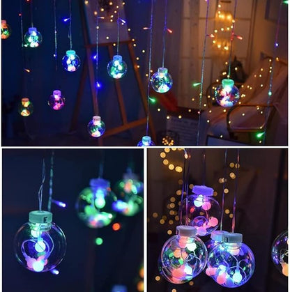 Solar Wishing Ball Fairy Curtain Lights, Waterproof 8 Modes Flashing String Lights with Remote Control for Bedroom, Christmas, Wedding, Party Decoration (Mutlicolor)