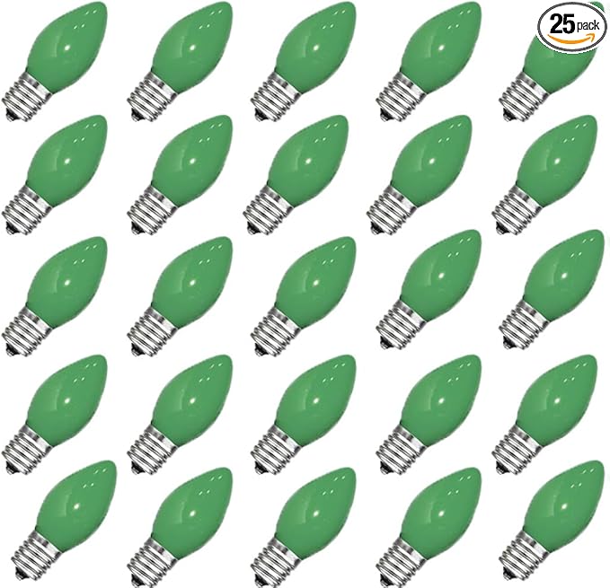 GOOTHY 25 Pack C7 Green Christmas Light Bulbs, C7 Incandescent Christmas Replacement Light Bulbs for Outdoor String | Lumora