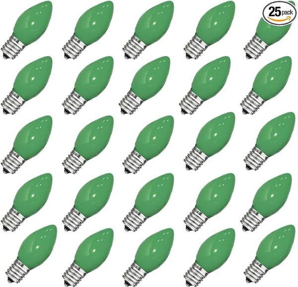 GOOTHY 25 Pack C7 Green Christmas Light Bulbs, C7 Incandescent Christmas Replacement Light Bulbs for Outdoor String | Lumora