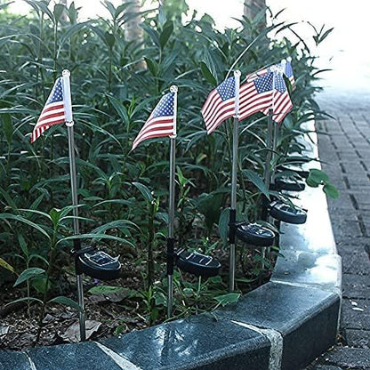 Solar Lights Outdoor, Outdoor Led Pathway Landscape Solar Lights Solar Powered Garden Lights American Flag Shaped Decor Stake Lights for Yard Patio Walkway Pathway (2 Pieces)