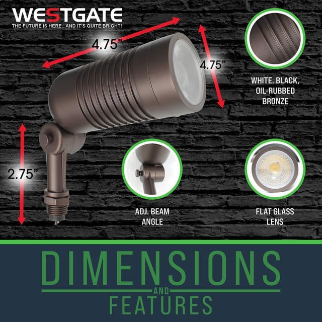 Outdoor Landscape Spotlights – 3000K/4000K/5000K Color Changing Options in Aluminum Housing – 120 Voltage | Lumora