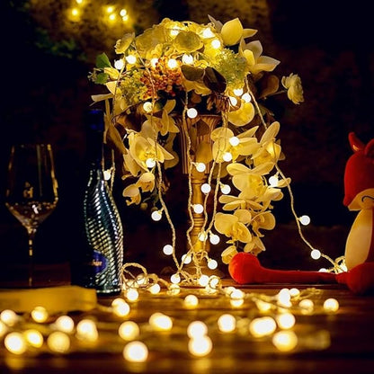 Festival Lights, Battery Powered Fairy Lights 33ft 80LED, Outdoor Waterproof String Lights with Remote, 8 Modes for Indoor, Garden, Patio, Camping, Xmas Decor (Warm White Small C)