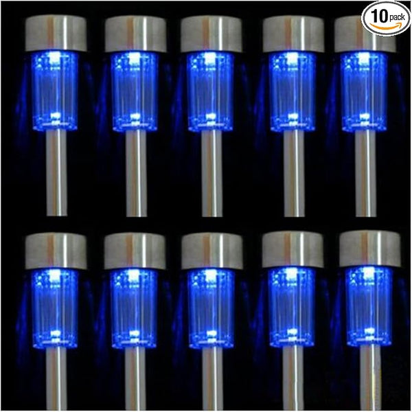 10pcs Blue LED Outdoor Steel Garden Solar Powered Landscape Light Lamp | Lumora