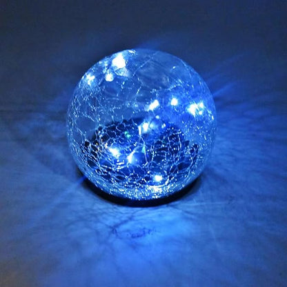 Solar Ball LED Lights Crackle Glass Globe Garden Stake Lamp Yard Art Decor for Yard Pathway Patio Lawn Decoration (Cool White)