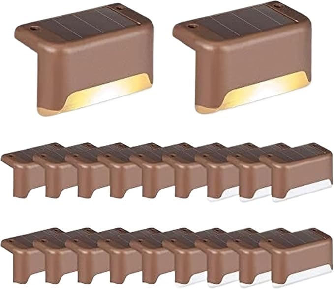 Solar Garden Lights Solar Deck Lights Outdoor Waterproof Led for Stairs Yard Patio Landscape Lighting(Brown)