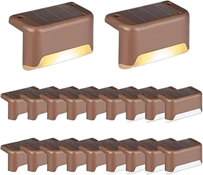Solar Garden Lights Solar Deck Lights Outdoor Waterproof Led for Stairs Yard Patio Landscape Lighting(Brown)