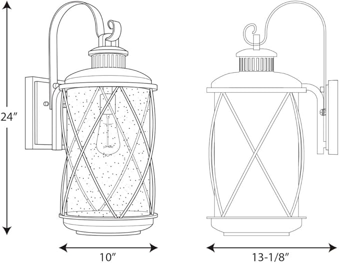 Progress Lighting Hollingsworth Collection 1-Light Clear Seeded Glass Farmhouse Outdoor Large Wall Lantern Light | Lumora