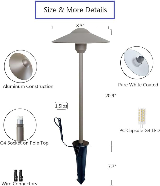 Arrownine Cast Aluminum Low Voltage Outdoor Pathway Light Walkway Landscape Path Lights Included Ground Spike,Wire | Lumora
