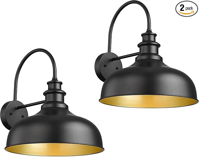 Bestshared Outdoor Barn Lights, 11.4 Inch Dome Outdoor Wall Sconce, E26 Socket Weather Resistant Farmhouse Porch Wall lamp, Anti-Rust Exterior Lighting Fixture for House, Porch,Doorway, Patio, Garage
