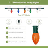 C7 LED Christmas Lights - 25FT Outdoor Multicolor String Lights, Vintage Hanging Decor for Roofline, Xmas Tree | Lumora
