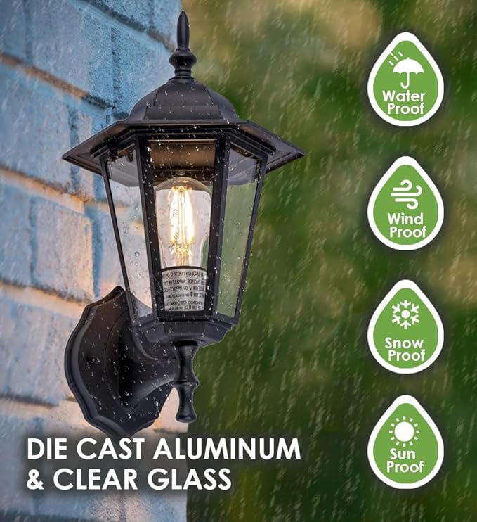 GRUENLICH Outdoor Wall Lantern, Wall Sconce as Porch Lighting Fixture with E26 Medium Base, Aluminum Housing Plus | Lumora