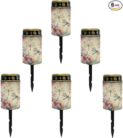 Dragonfly Floral Solar Garden Lights Outdoor Waterproof Pathway Lights Solar Powered,Solar Stake Lights for Yard Patio Driveway Lights Outdoor Landscape Lighting