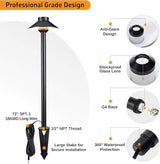 Gardenreet Low Voltage Landscape Path Light, Solid Brass Pathway Light IP65 Waterproof, Hat Shaped 12V Wired, Black | Lumora