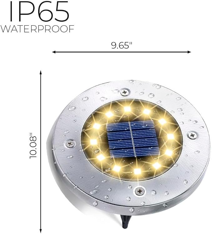 HOUSEOFLED Solar Ground Lights 12 Pack, Waterproof IP65 In-Ground Outdoor Landscape Lights, Warm White, for | Lumora