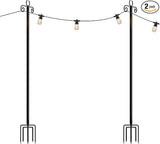 Brightech 2-Pack 10FT String Light Poles for Outdoor Use, Heavy Duty Metal Poles with Fork Base for Hanging Patio | Lumora